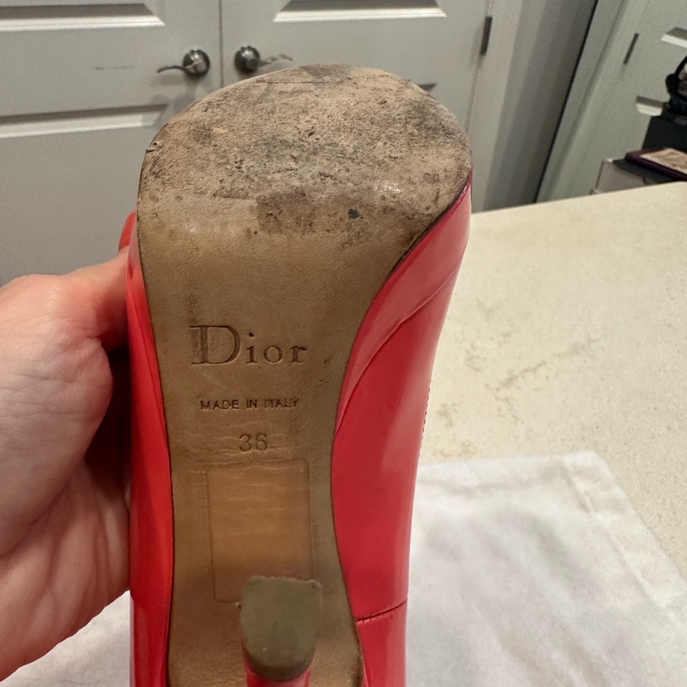 Dior Pink and Red Heels Peep Toe - Picture 9 of 12
